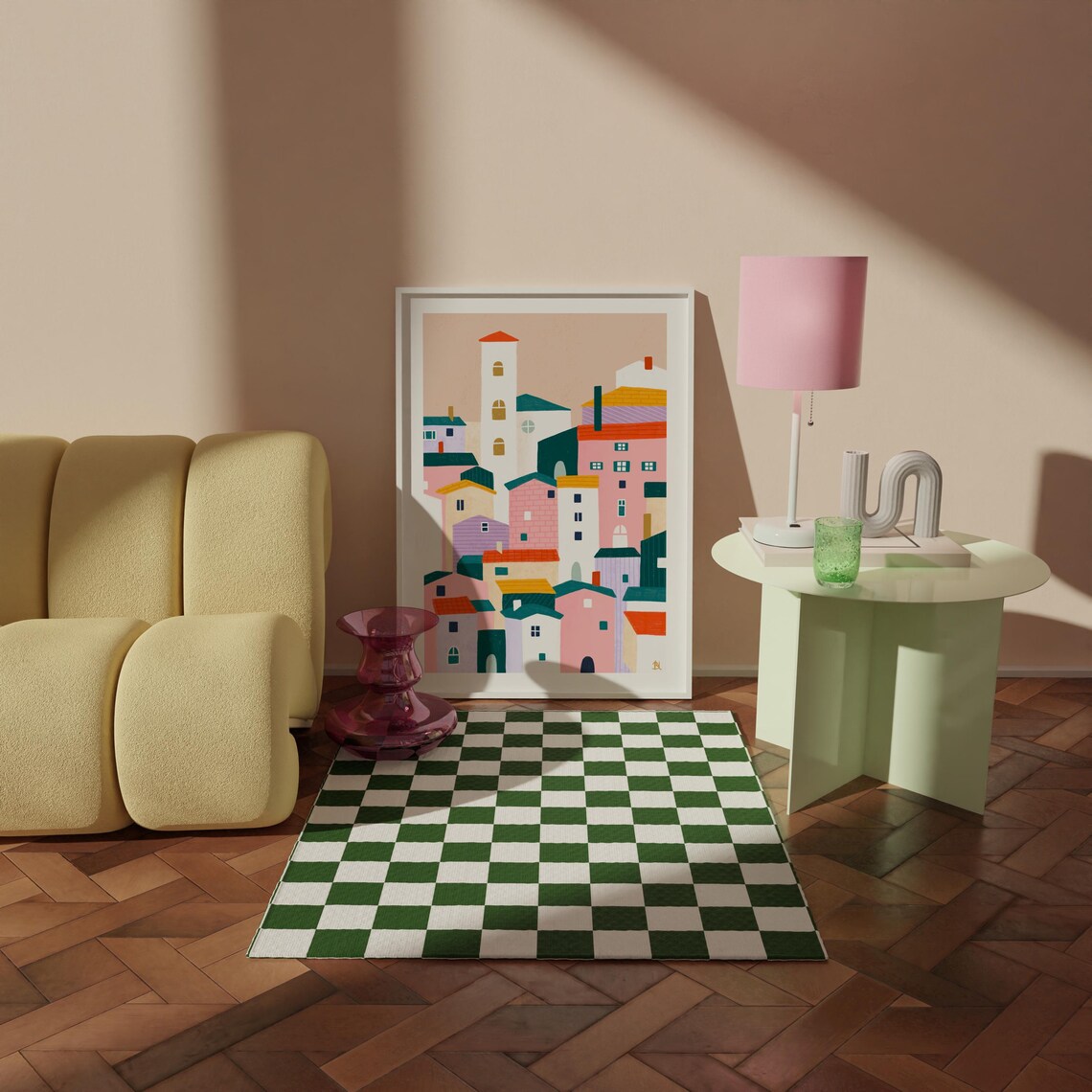 Town Colourful Art Print, Boho City Illustration - Image 3