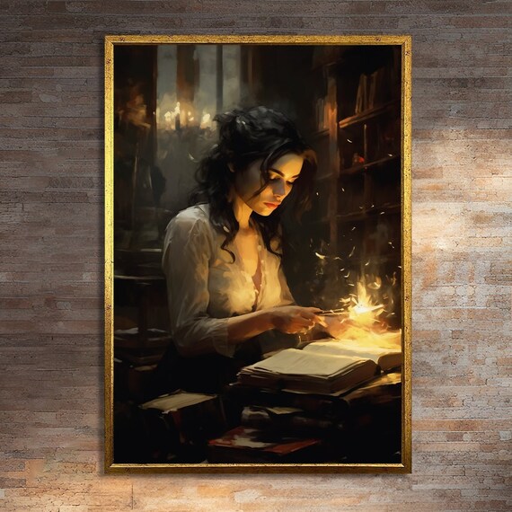 Woman Reading, Modern Art Print, Magical Light