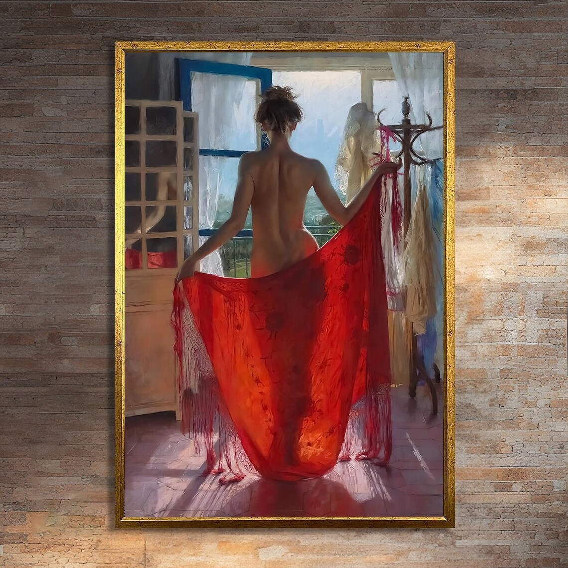 Elegant Sensual Painting, Erotic Modern Decor