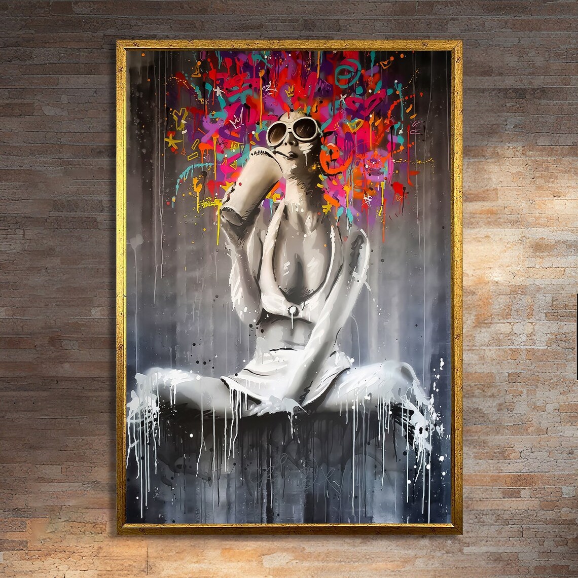 Vibrant Abstract Graffiti Art, Modern Painting