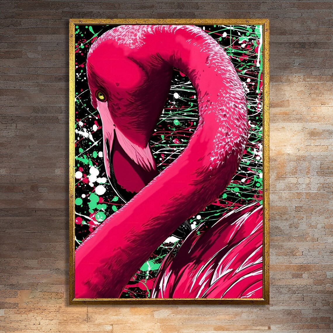 Vibrant Flamingo Art Print, Modern Animal Poster