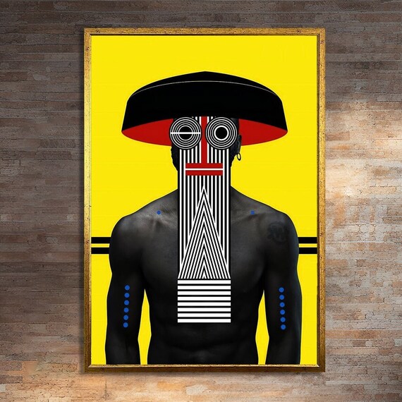 Bold Ethnic Abstract Painting, Tribal Design