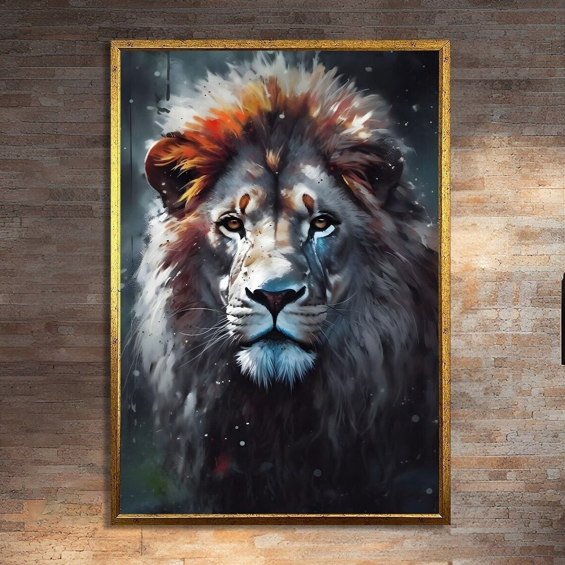 Majestic Lion, Modern Painting Animal Art Print