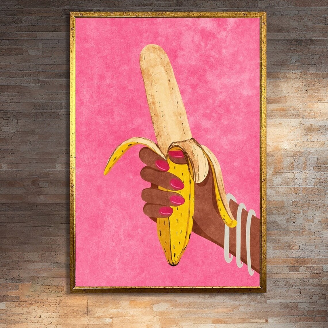 Playful Banana Tease, Sensual Modern Painting
