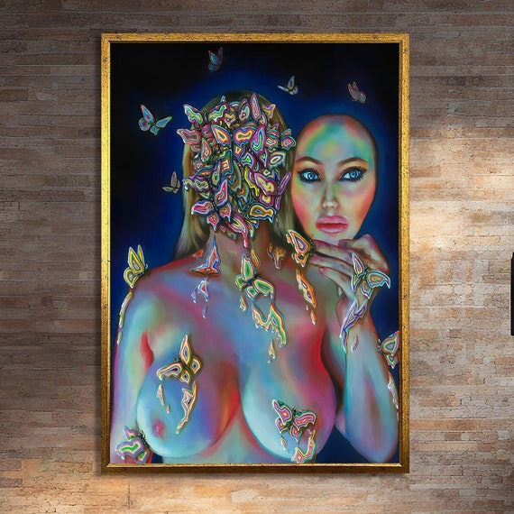 Sensual Butterfly Transformation, Bold Provocative Art