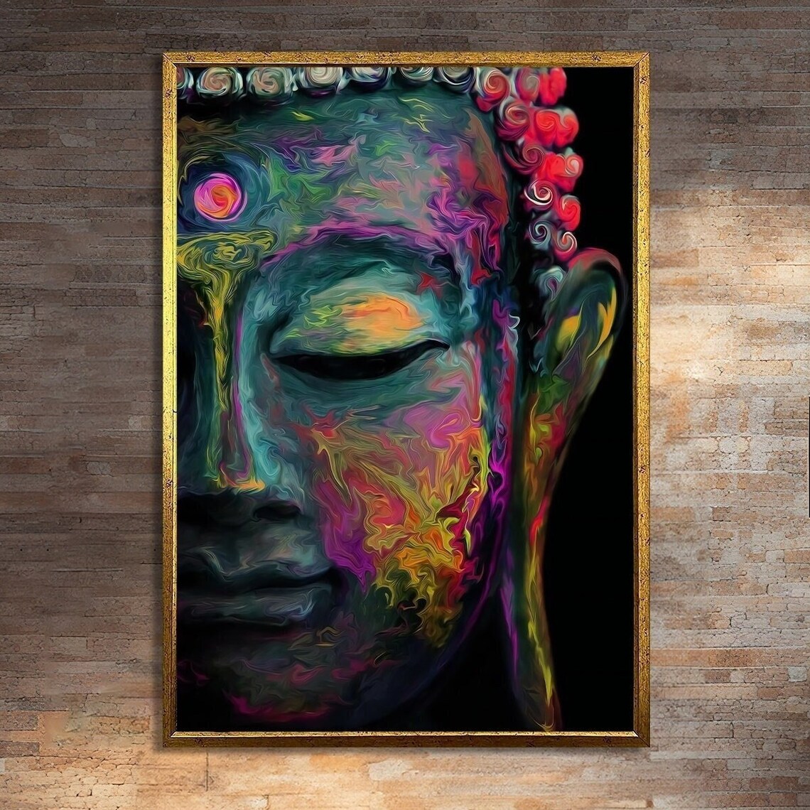 Colorful Buddha, Vibrant Spiritual Painting