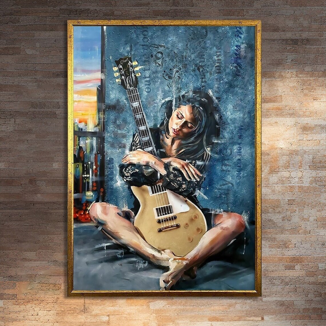 Modern Musician, Stylish Contemporary Guitarist Painting