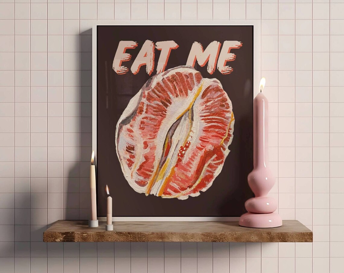 Eat Me Grapefruit Funny Kitchen Art Print - Image 3