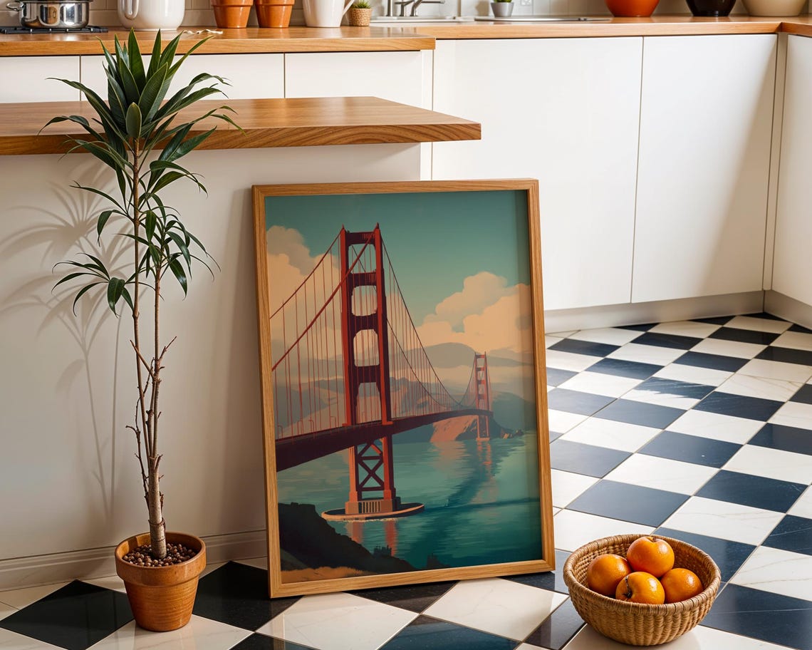 Golden Gate Bridge San Francisco Retro Landmark Travel Poster