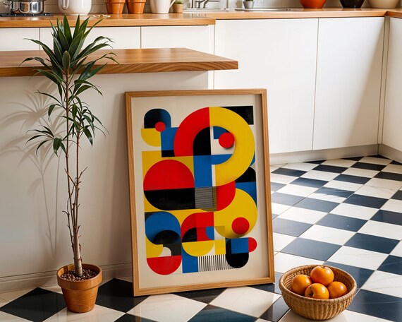 Playhaus Style Abstract Print Geometric Wall Art Modernist Poster Retro Design Midcentury Modern Home Dcor