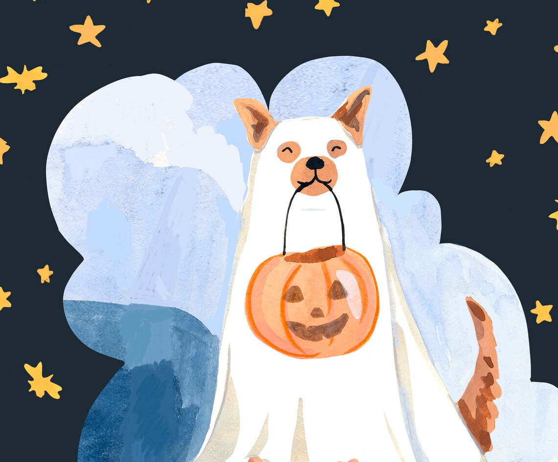 Ghost Dog Illustration, Halloween Art Print - Image 4