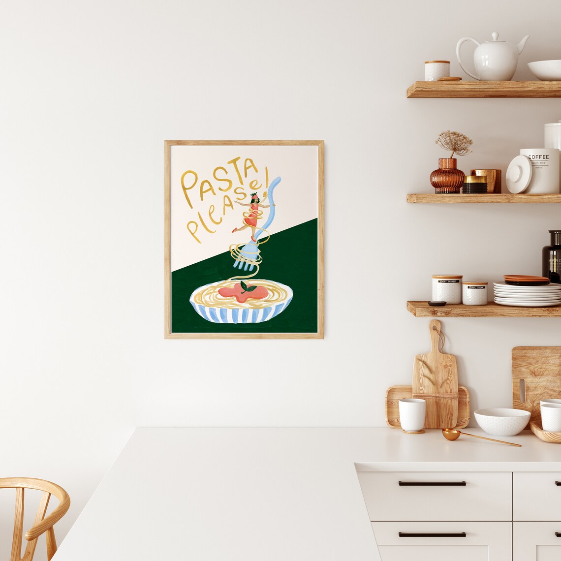 Pasta Poster Print, Modern Retro Kitchen Art - Image 3