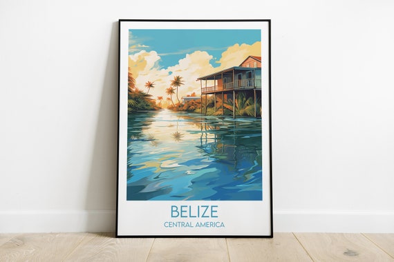 Belize Travel Print Central America Poster Custom Personalised Wedding Birthday Gift