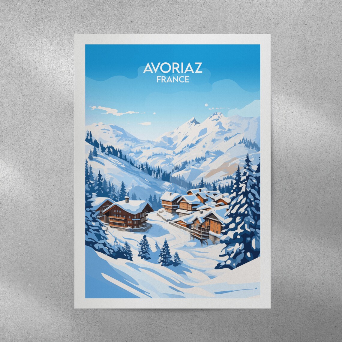 Avoriaz France Ski Resort Alpine Village Snowy Peaks Travel Poster - Image 3