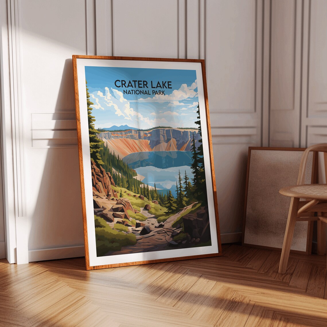 Crater Lake National Park Mirror Lake Pine Forest Travel Poster - Image 2