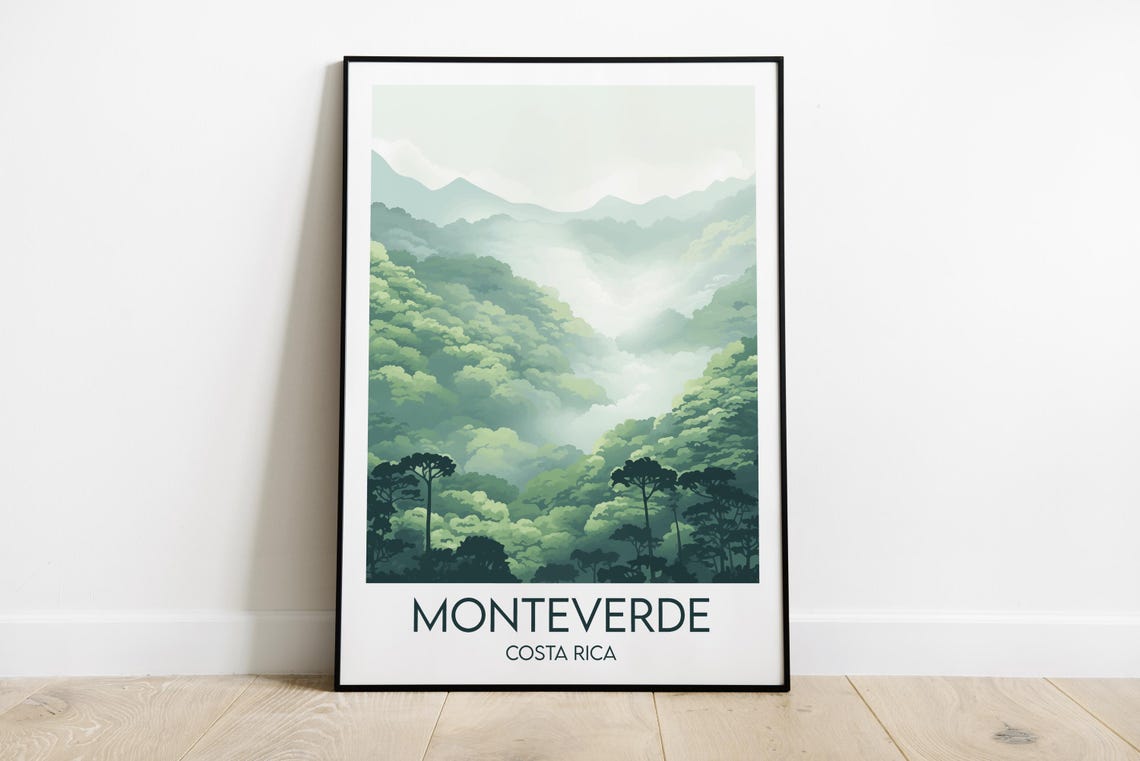Monteverde Cloud Forest Travel Print Costa Rica Poster Custom Personalised Wedding Birthday Gift