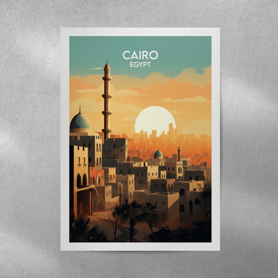 Cairo Travel Print Egypt Poster Custom Personalised Wedding Birthday Gift - Image 3