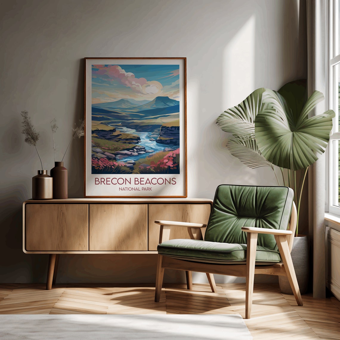 Brecon Beacons National Park River Valley Heather Travel Poster - Image 3