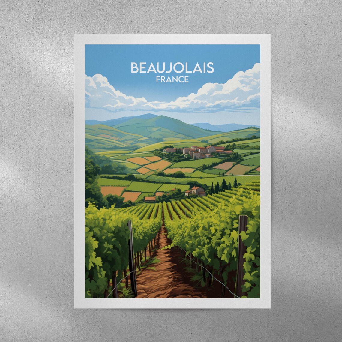 Beaujolais France Vineyard Hills Wine Country Travel Art Poster - Image 4