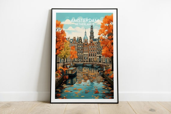 Amsterdam Travel Poster, Custom Personalised Gift