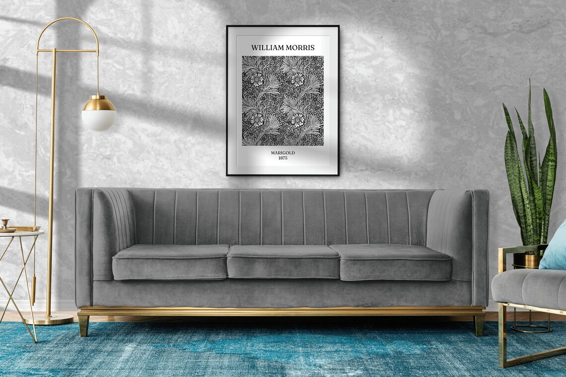 William Morris Marigold Black and White Art Print - Image 2