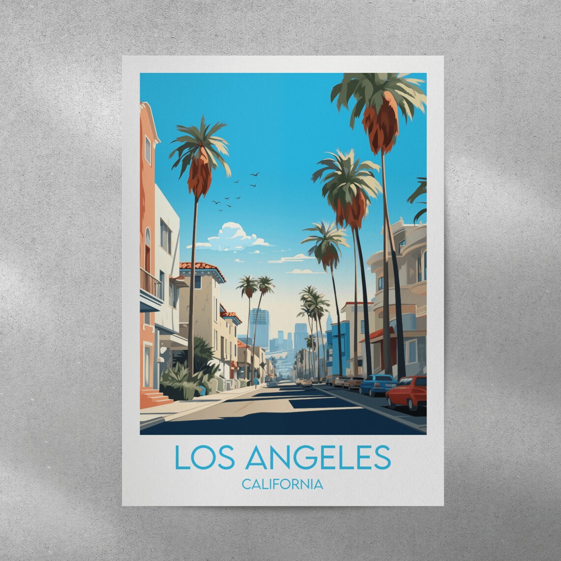 Los Angeles California Downtown Palm Avenue Sunny Travel Poster - Image 3