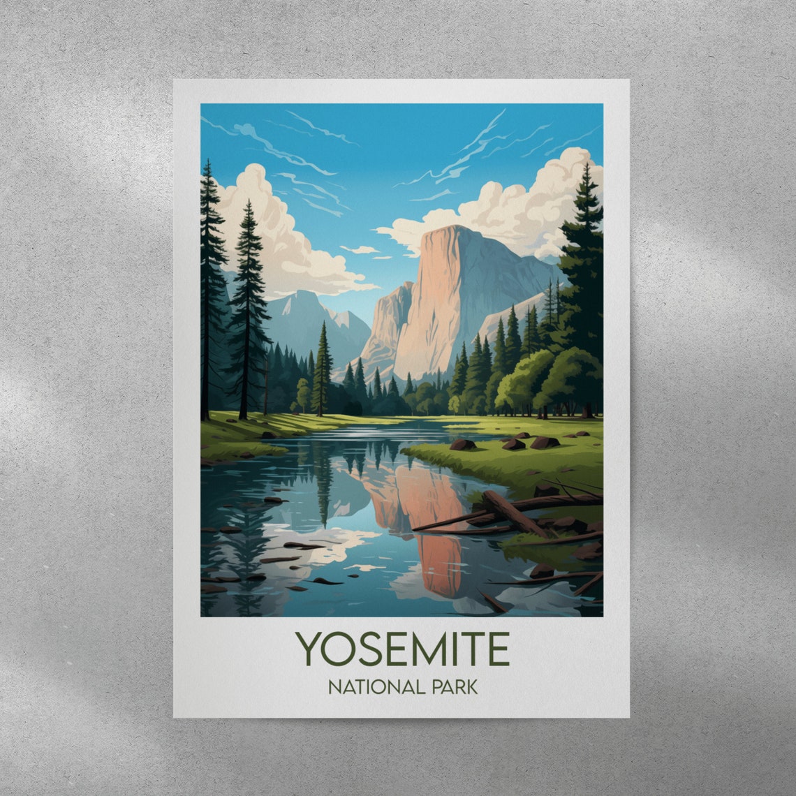 Yosemite National Park El Capitan River Reflection Vintage Poster - Image 5