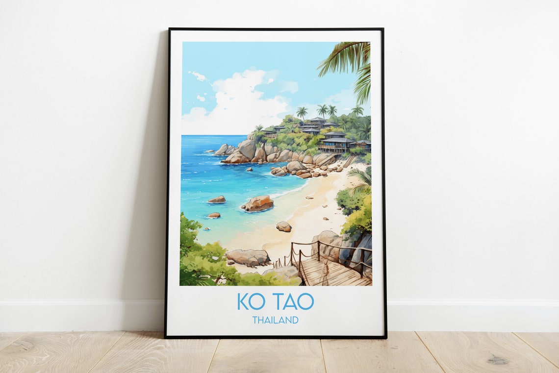Ko Tao Thailand Sandy Beach Palms Resort Coast Travel Poster