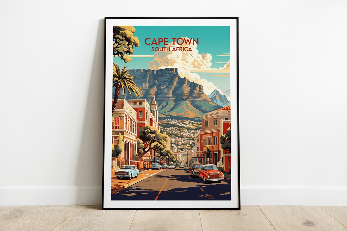 Cape Town Travel Poster, South Africa Custom Print