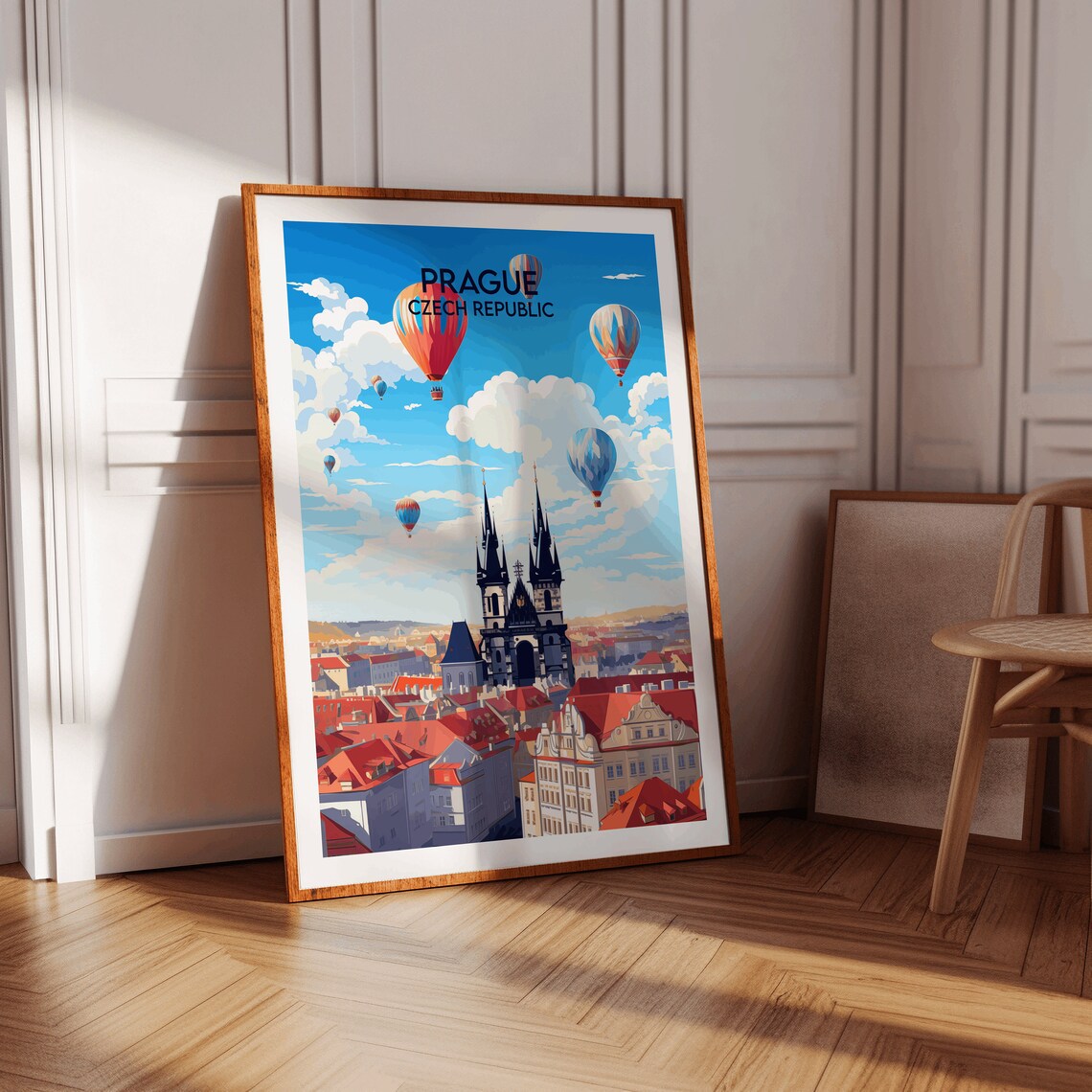 Prague Czech Republic Hot Air Balloons Old Town Travel Poster - Image 2