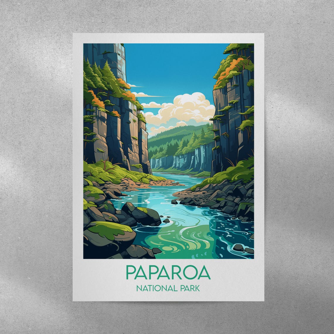 Paparoa National Park River Gorge Canyon Vintage Travel Wall Art - Image 4
