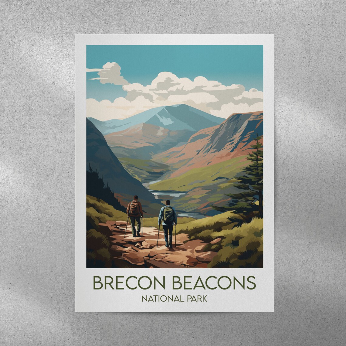 Brecon Beacons National Park Hikers Trail Vintage Travel Poster - Image 4