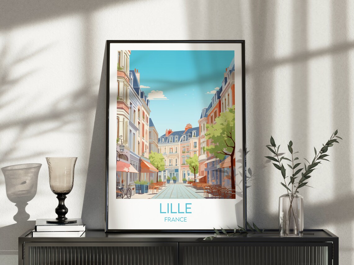 Lille Charming Parisian Boulevard With Cafes France Travel Poster - Image 5