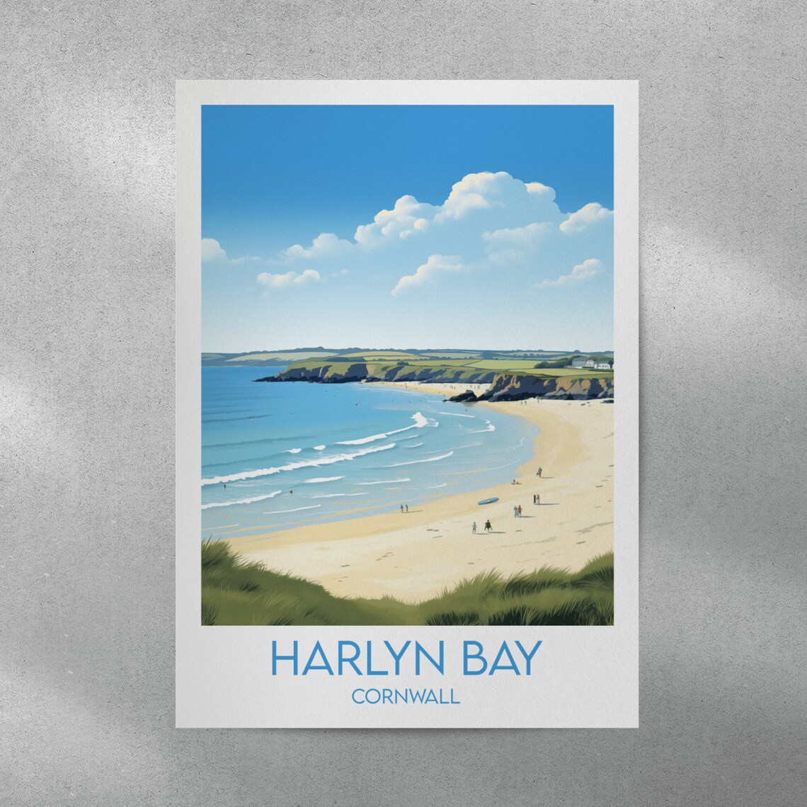 Harlyn Bay Travel Poster, Cornwall Custom Gift - Image 4
