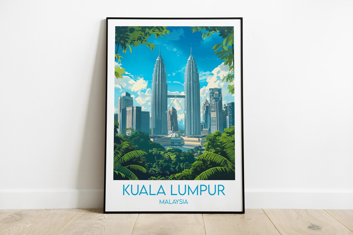 Kuala Lumpur Travel Poster, Malaysia Custom Gift