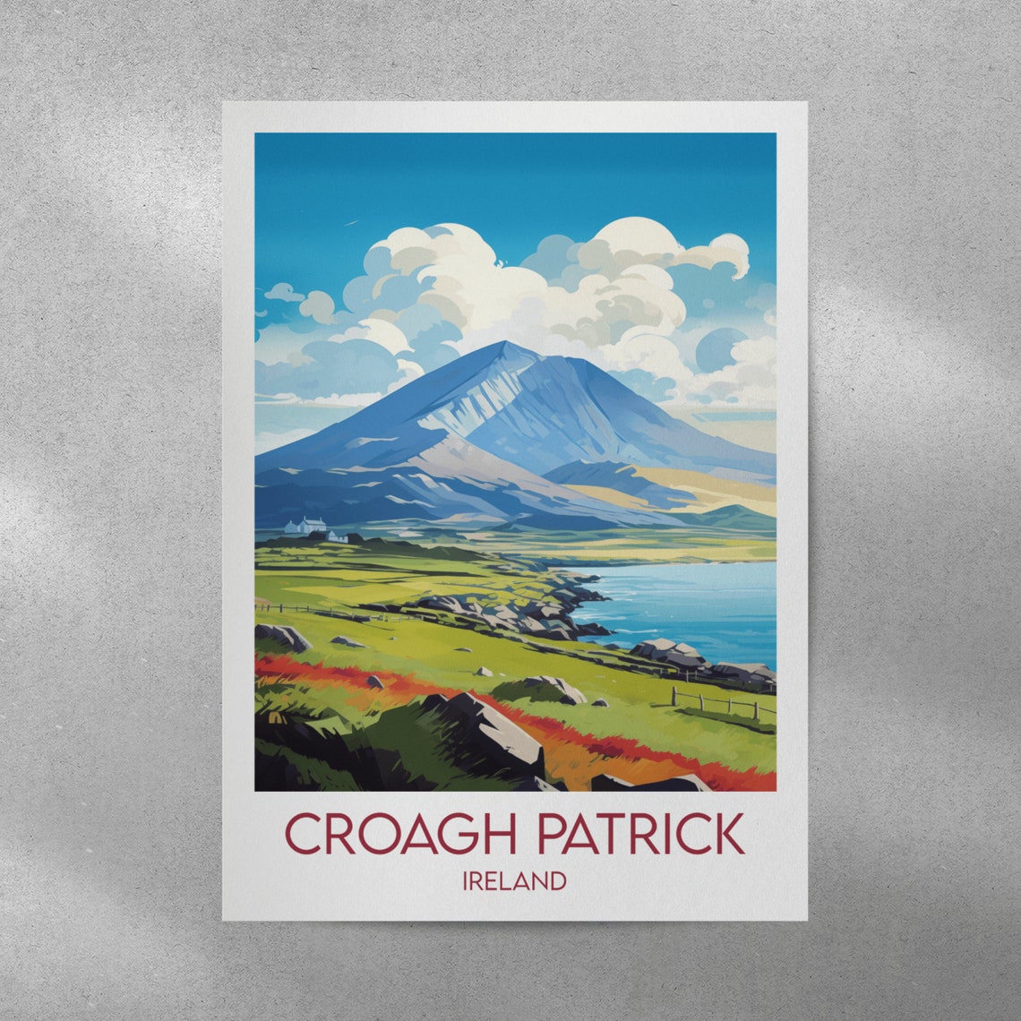 Croagh Patrick Ireland Mountain Coast Hiking Mayo Travel Poster - Image 3