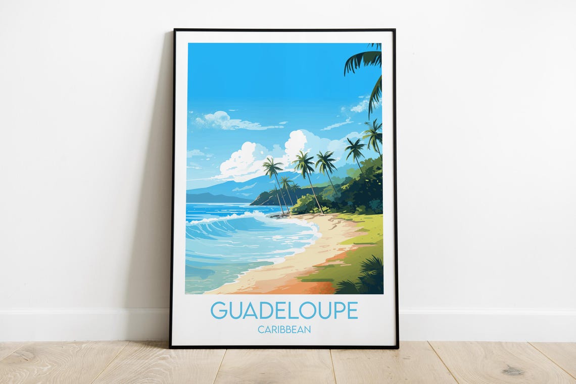 Guadeloupe Travel Print Caribbean Poster Custom Personalised Wedding Birthday Gift