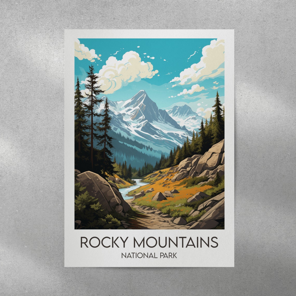 Rocky Mountains National Park Alpine Peaks Retro Travel Poster - Image 3