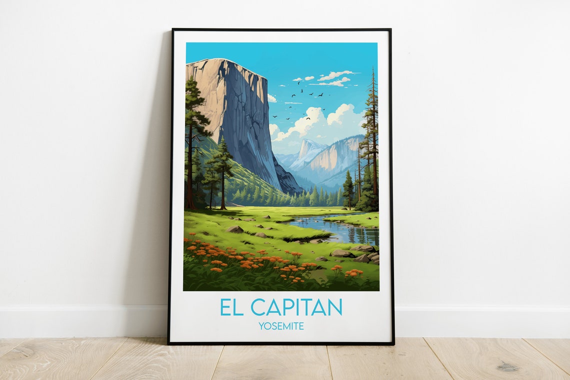 El Capitan Yosemite National Park Granite Cliff Meadow Vista Poster