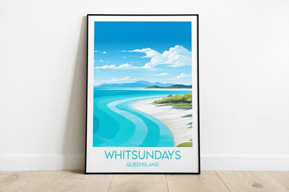 Whitsundays Island Travel Print Australia Poster Custom Personalised Wedding Birthday Gift