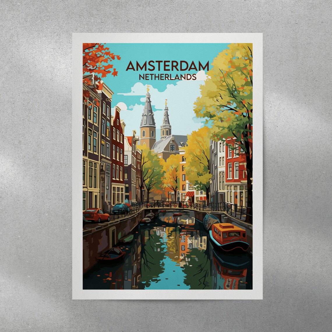 Amsterdam Travel Poster, Netherlands Custom Gift - Image 3