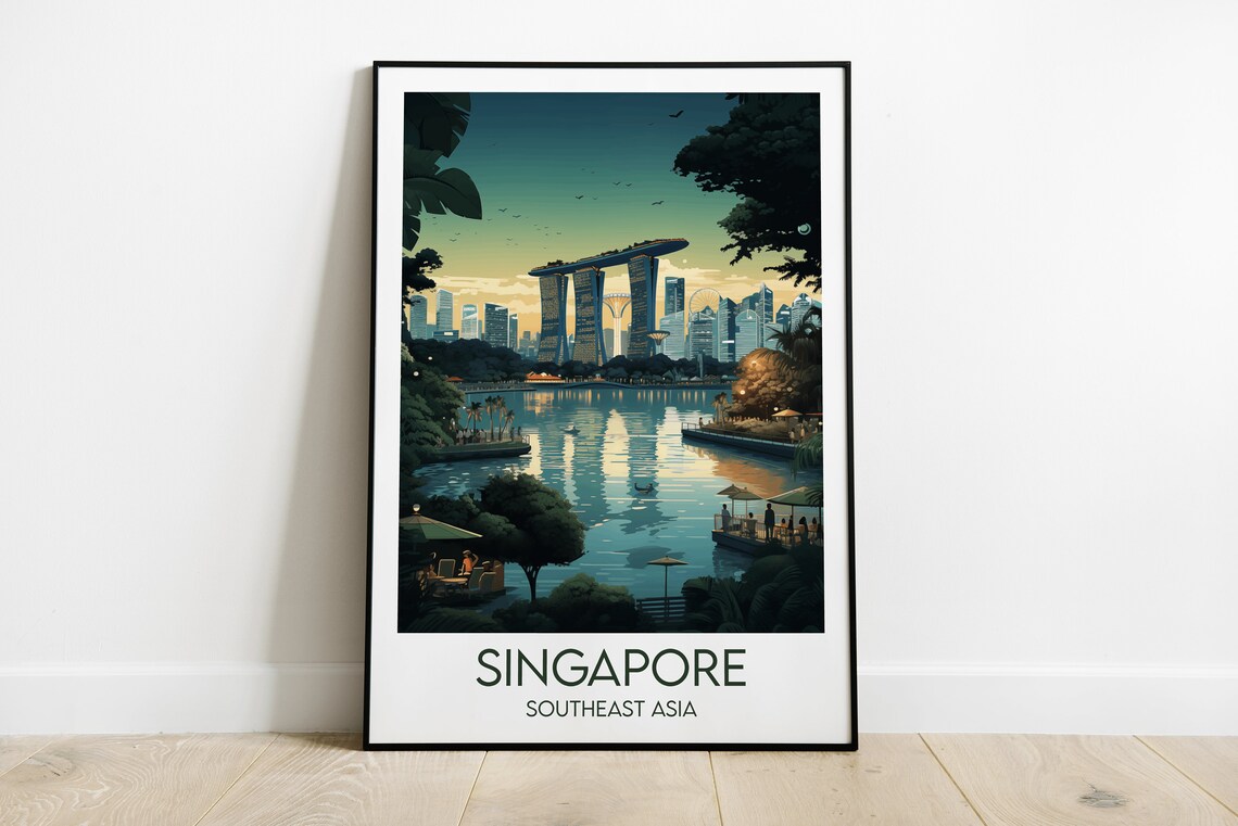 Singapore Travel Poster, Southeast Asia Travel Print