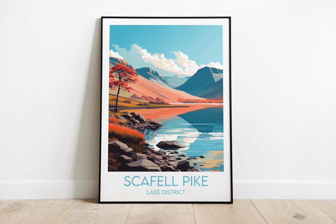 Scafell Pike Lake District Mountain Lake Landscape Art Poster