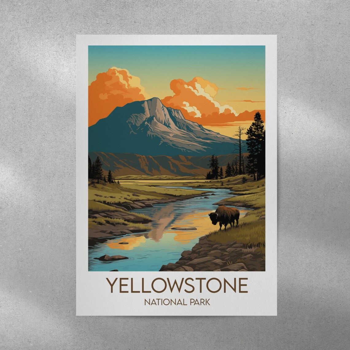 Yellowstone National Park Travel Poster, Custom Personalised - Image 4
