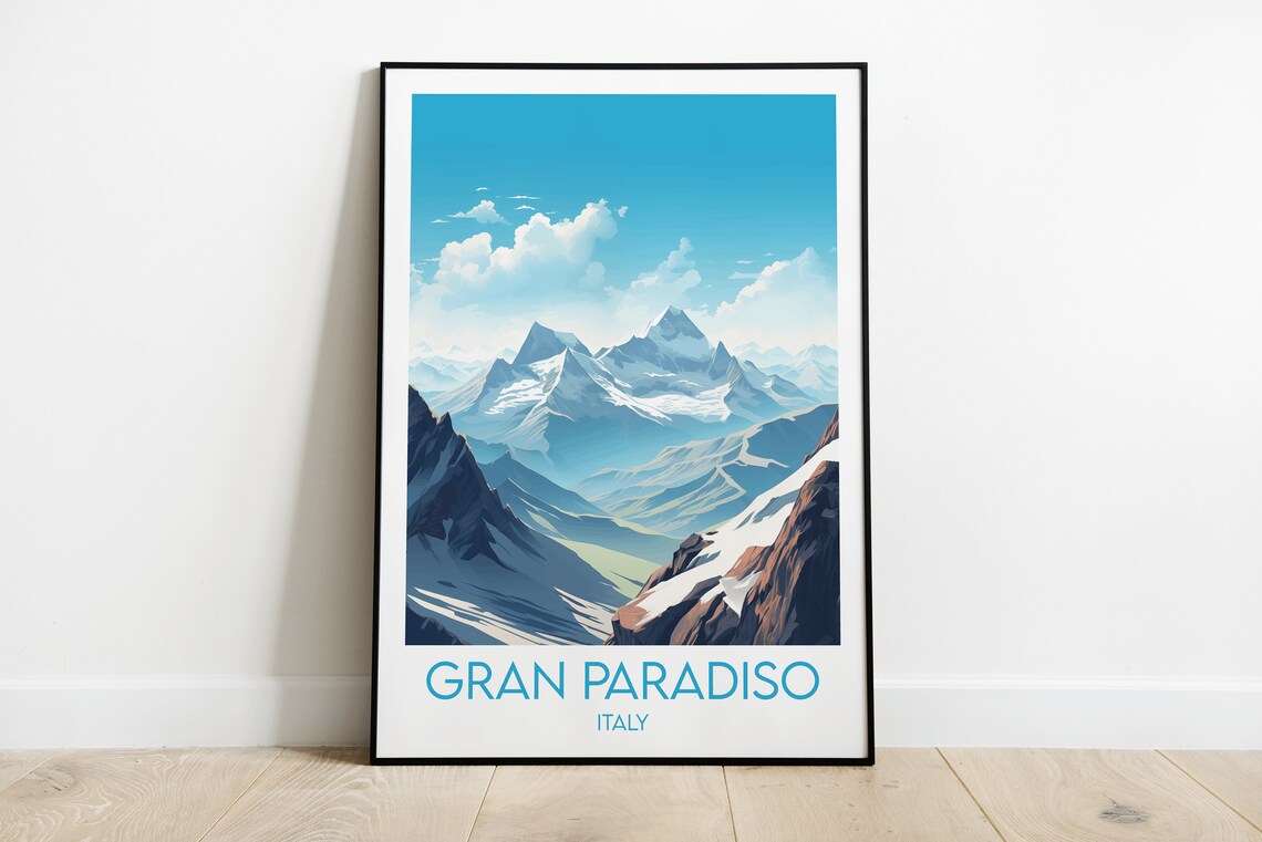 Gran Paradiso Italy Snowy Alpine Peaks Mountain Travel Art Poster