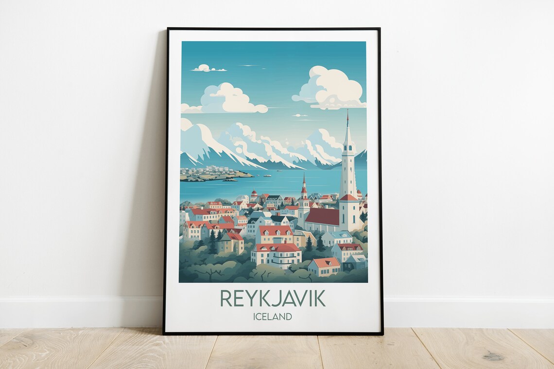 Reykjavik Travel Poster, Custom Personalised Gift