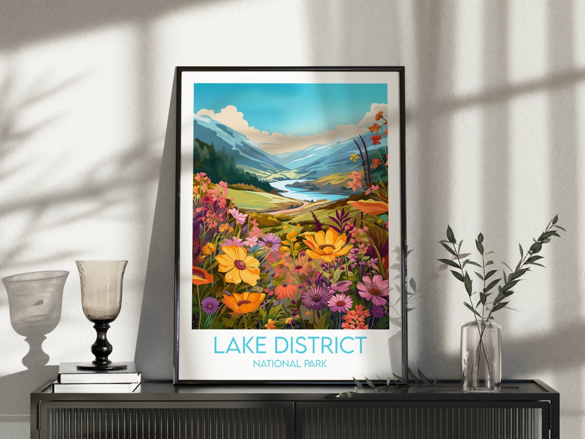 Lake District National Park Colorful Wildflowers Scenic Poster - Image 3