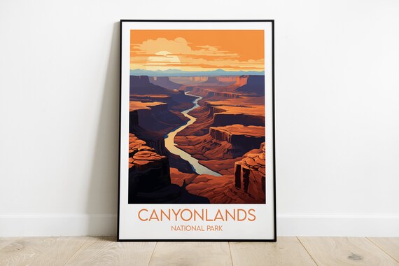 Canyonlands National Park Golden Hour River Canyon Scenic Travel Poster