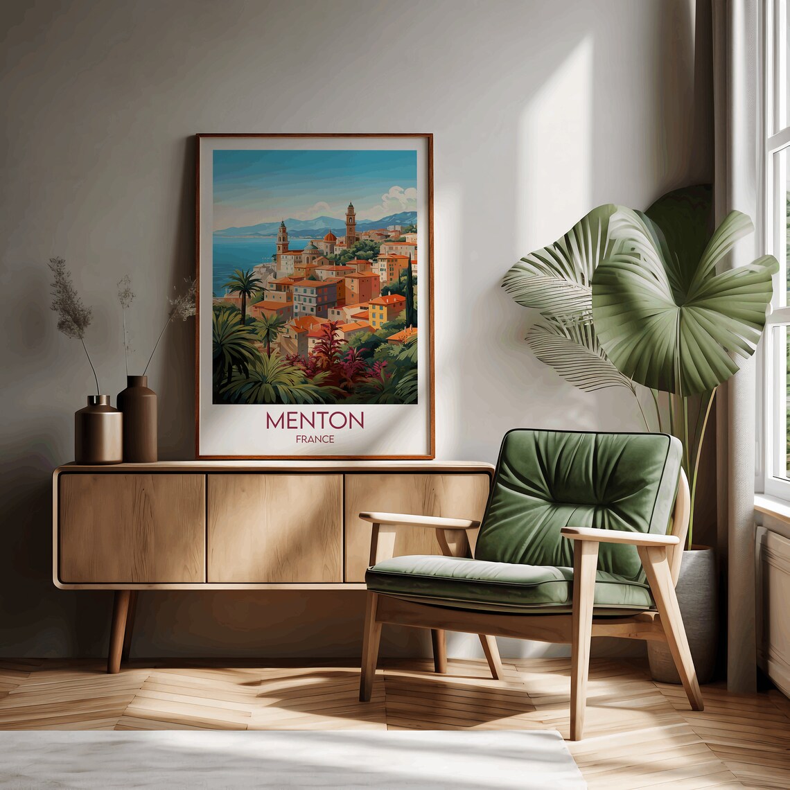 Menton France French Riviera Coastal Town Vintage Style Travel Poster - Image 2