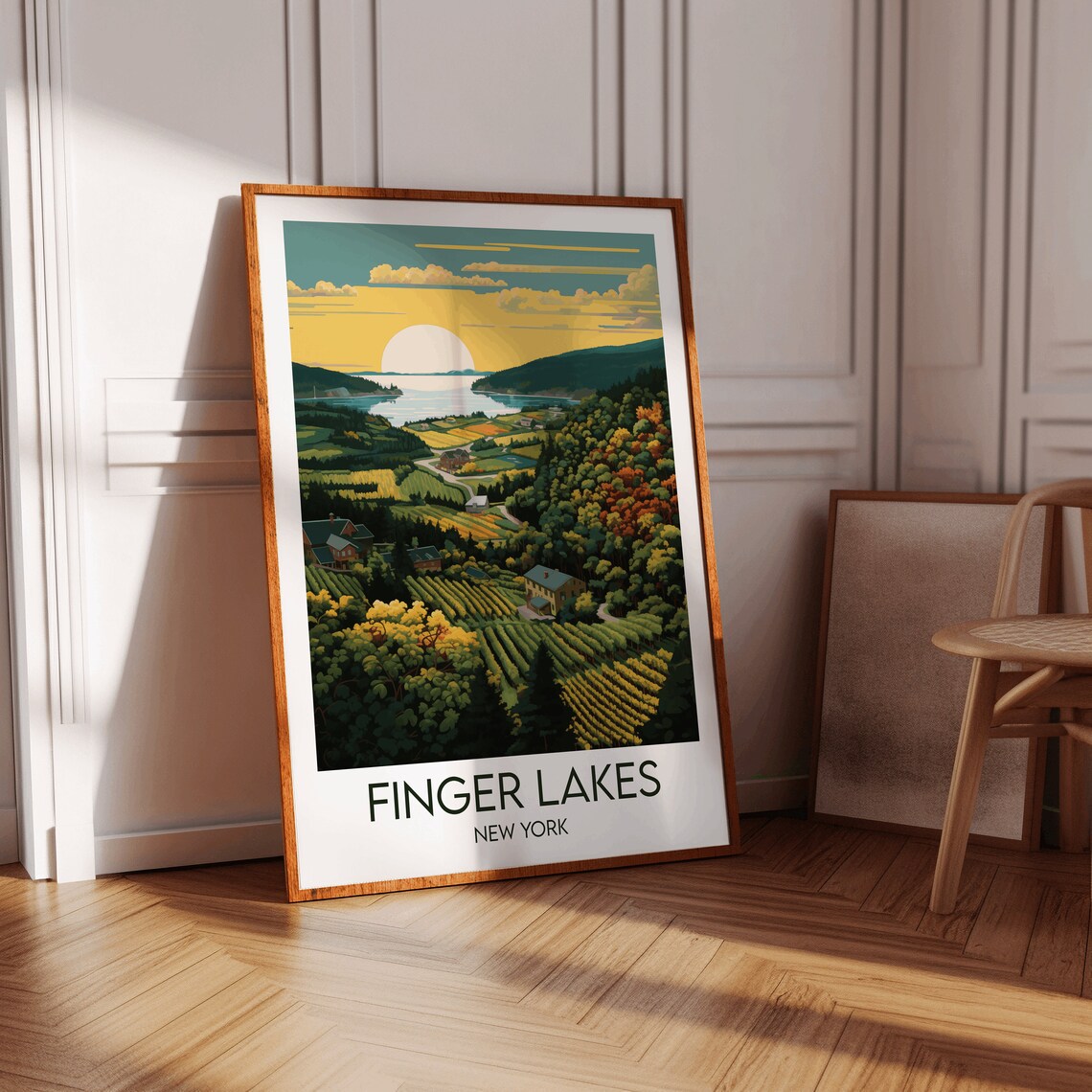 Finger Lakes New York Vineyard Hills Lake Sunset Scenic Poster - Image 2